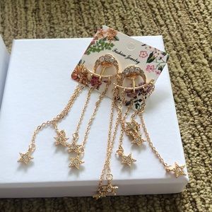 Gold stars earrings with cute box and soaps